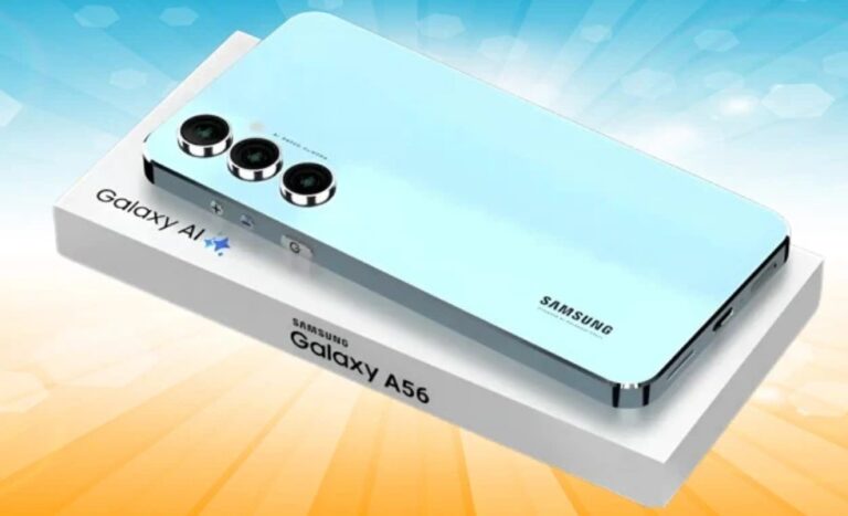 Samsung Galaxy A56 5G in all three colors with detailed close-ups of design elements